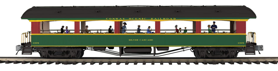 CONWAY SCENIC RAILROAD 64' OPEN AIR WOODSIDED COACH CAR #1308 SILVER CASCADE
