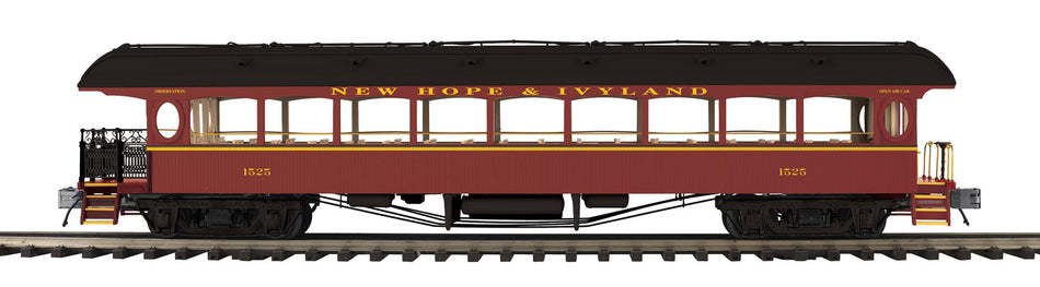 NEW HOPE & IVYLAND 64' OPEN AIR WOODSIDED OBSERVATION CAR #1525