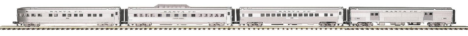 SANTA FE O SCALE PREMIER 4-CAR 70Õ STREAMLINED PASSENGER SET (RIBBED SIDED)