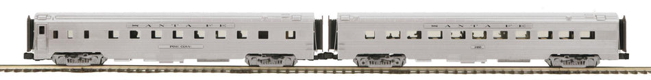 SANTA FE O SCALE PREMIER 2-CAR 70' STREAMLINED SLPR/DINER PASSENGER SET (RIBBED SIDED)