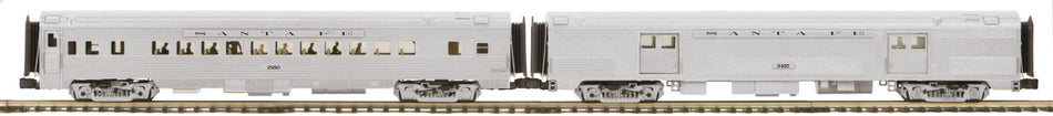 SANTA FE O SCALE PREMIER 2-CAR 70Õ STREAMLINED BAGGAGE/COACH PASSENGER SET (RIBBED SIDED)