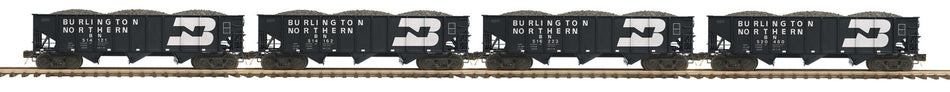 BURLINGTON NOTHERN 4-CAR 3-BAY HOPPER SET