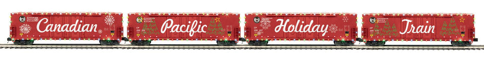CANADIAN PACIFIC 4-CAR 50' DOUBLE DOOR BOX CAR SET WITH LED LIGHTS