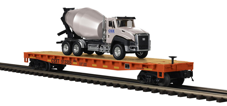 CSX FLAT CAR WITH CEMENT TRUCK
