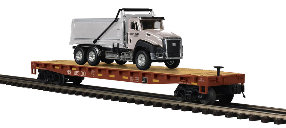 NORFOLK SOUTHERN FLAT CAR WITH DUMP TRUCK