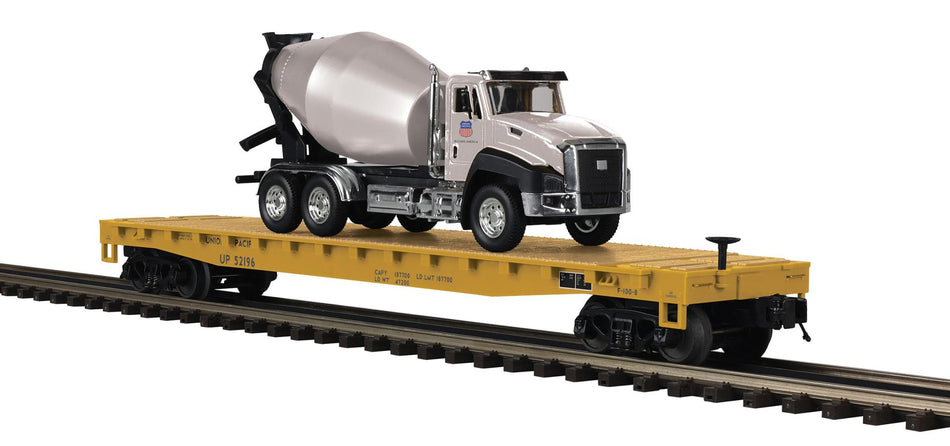 UNION PACIFIC FLAT CAR WITH CEMENT TRUCK