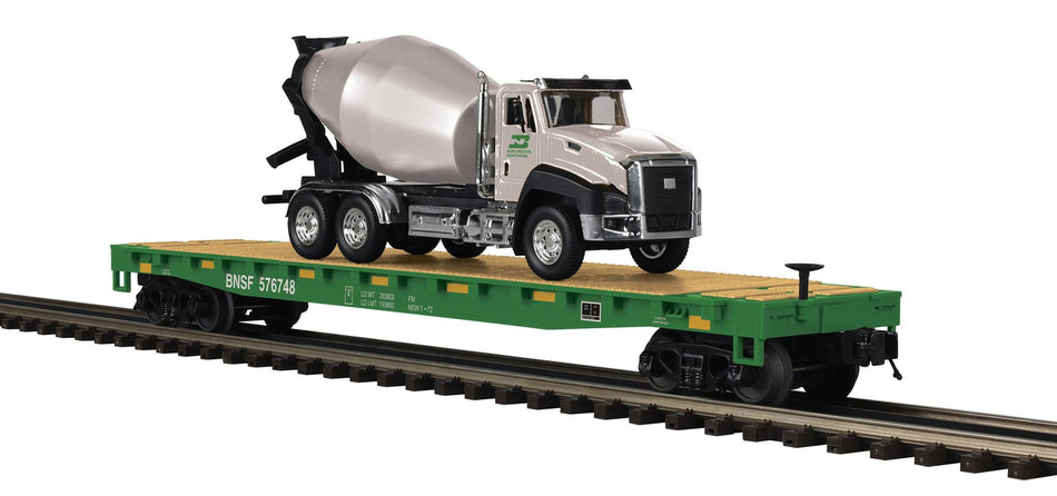 BNSF FLAT CAR WITH CEMENT TRUCK