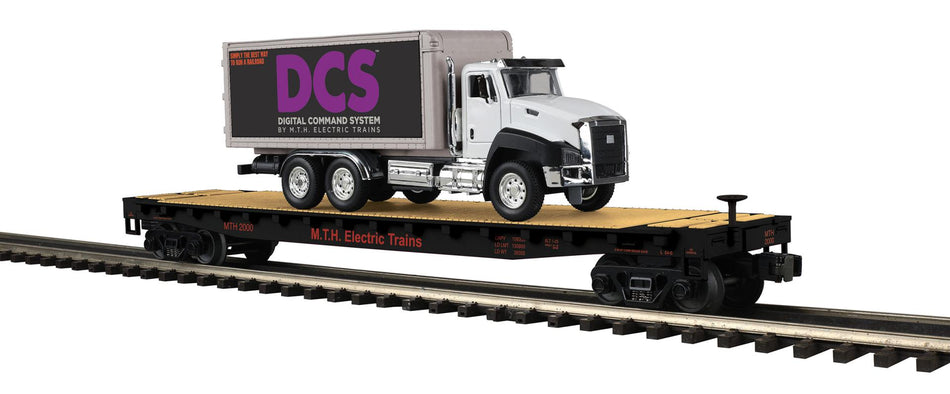 MTH PREMIER FLAT CAR W/DCS LOGO BOX TRUCK