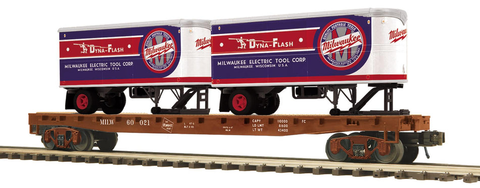 MILWAUKEE ROAD FLAT CAR W/PUP TRAILERS