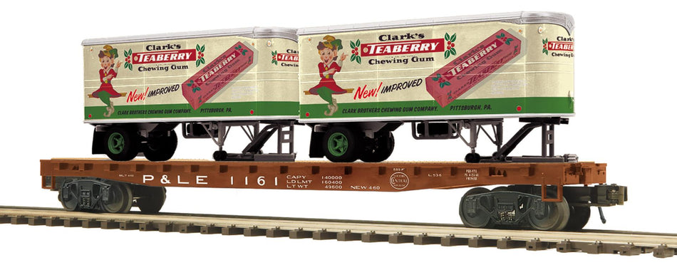 PITTSBURGH & LAKE ERIE FLAT CAR W/PUP TRAILERS - BOTH NUMBERS