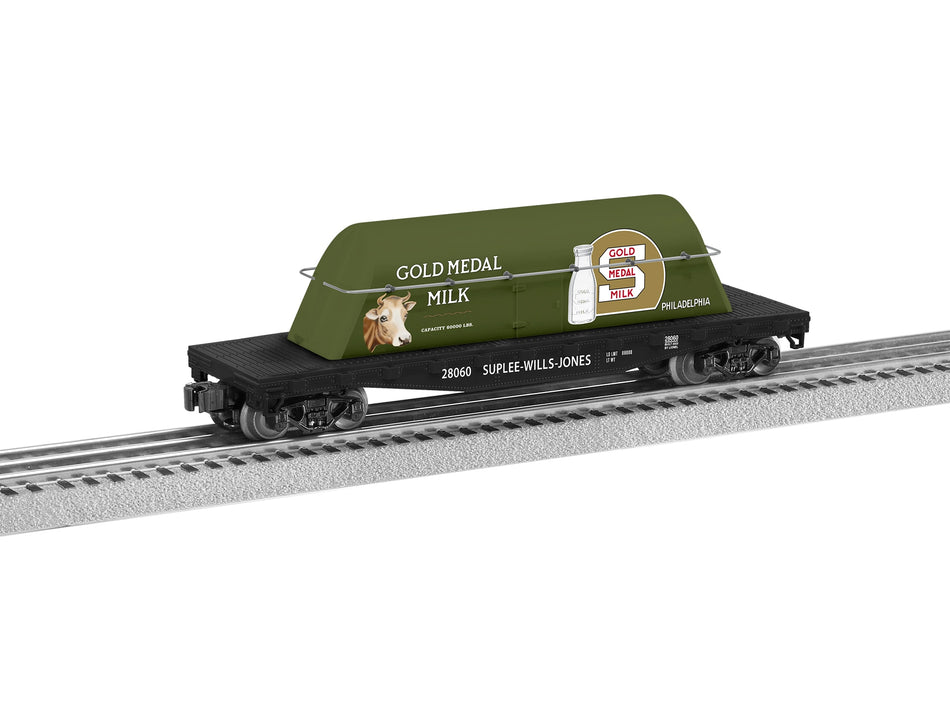 GOLD MEDAL MILK FLATCAR W/ MILK CONTAINER