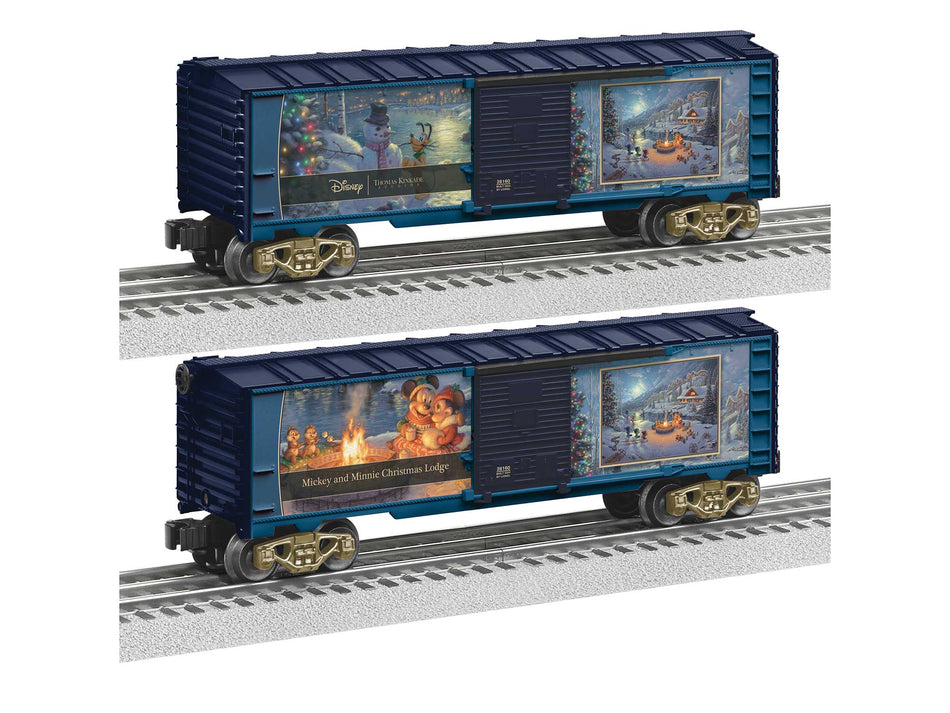 THOMAS KINKADE STUDIOS - DISNEY MICKEY & MINNIE CHRISTMAS LODGE BOXCAR