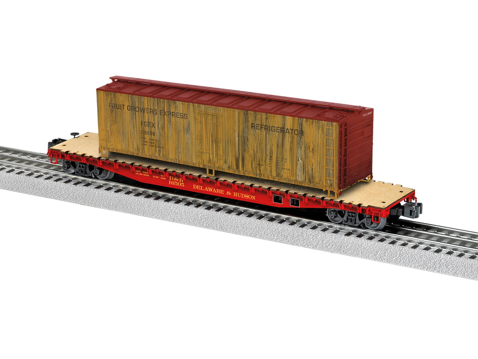DELAWARE & HUDSON PS-4 FLATCAR W/WOODSIDE REEFER LOAD #16505