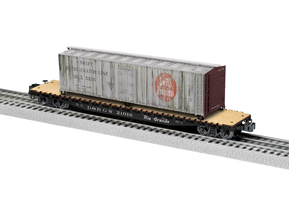 RIO GRANDE PS-4 FLATCAR W/WOODSIDE REEFER LOAD #21016