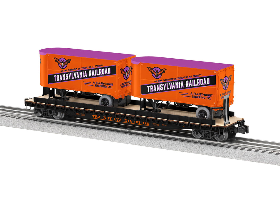 TRANSYLVANIA PS-4 FLATCAR W/2 20' TRAILERS #103126