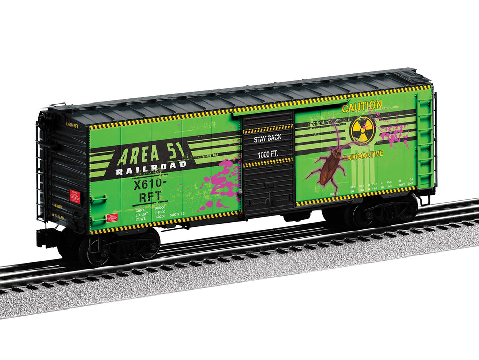 AREA 51 RADIOACTIVE BOXCAR W/SOUNDS #X610-RFT
