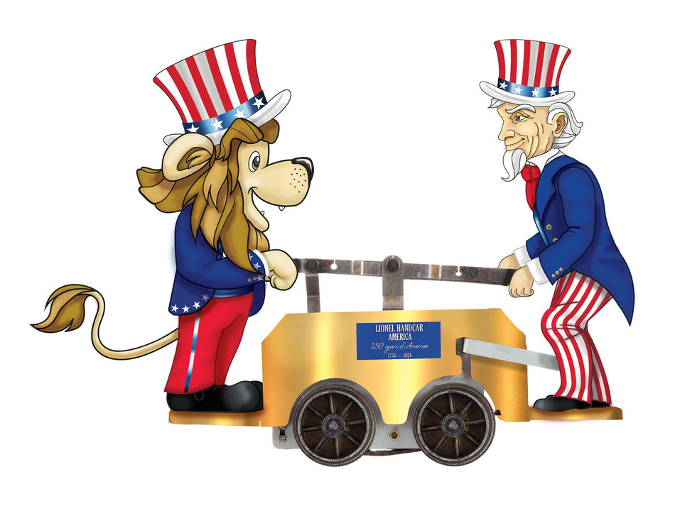 LENNY AND UNCLE SAM WIND-UP HANDCAR - GOLD