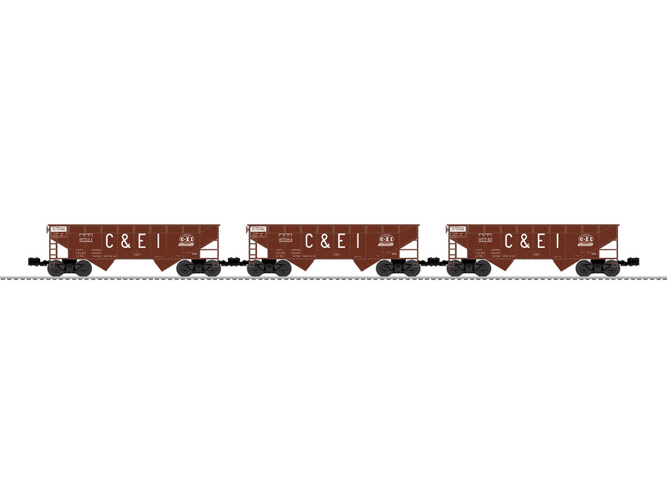 C&EI 2 BAY AAR HOPPER - GRAY  3 PACK