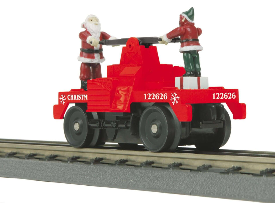 VOITURE À MAIN DE NOËL AVEC PÈRE NOËL ET LUTIN - ROUGE