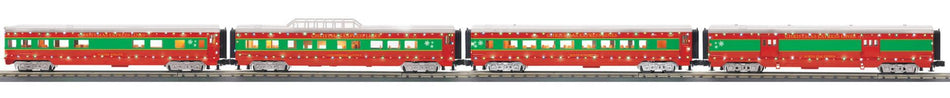 CHRISTMAS 4-CAR 60Õ STREAMLINED PASSENGER SET W/LED LIGHTS