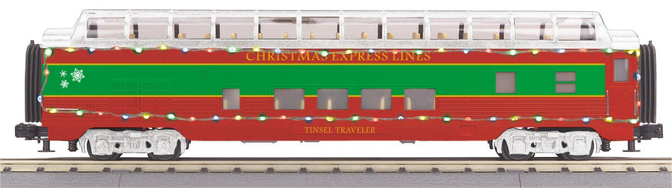 CHRISTMAS 60 STREAMLINED FULL LENGTH VISTA DOME CAR W/LED LIGHTS