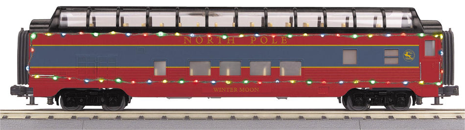 NORTH POLE 60 STREAMLINED FULL LENGTH VISTA DOME CAR W/LED LIGHTS