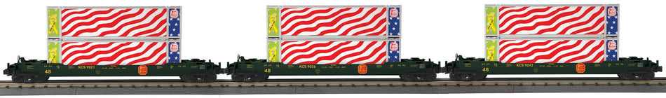 KANSAS CITY SOUTHERN O GAUGE RAILKING 3-CAR HUSKY STACK SET