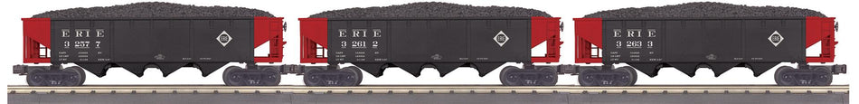 ERIE O GAUGE RAILKING 3-CAR 4-BAY HOPPER CAR SET