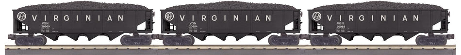 VIRGINIAN O GAUGE RAILKING 3-CAR 4-BAY HOPPER CAR SET