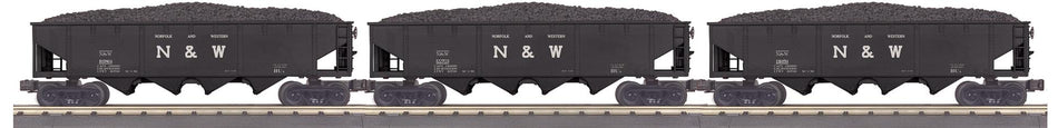 NORFOLK AND WESTERN O GAUGE RAILKING 3-CAR 4-BAY HOPPER CAR SET