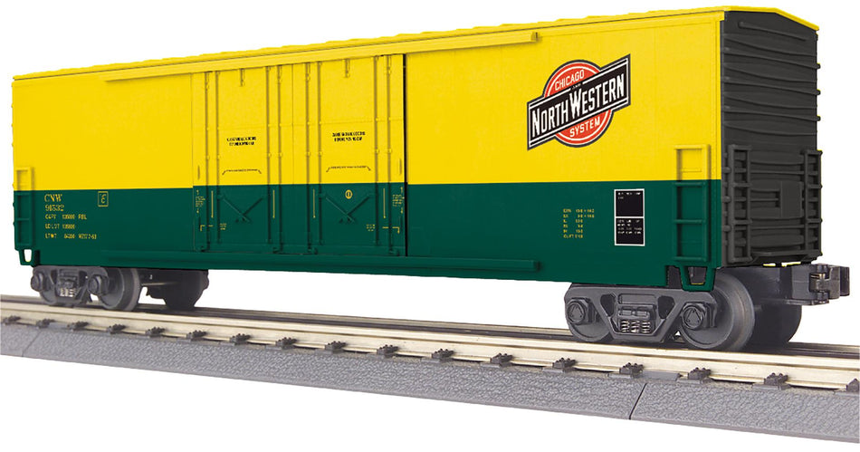 CHICAGO AND NORTH WESTERN O GAUGE RAILKING 50' DOUBLE DOOR PLUGGED BOXCAR