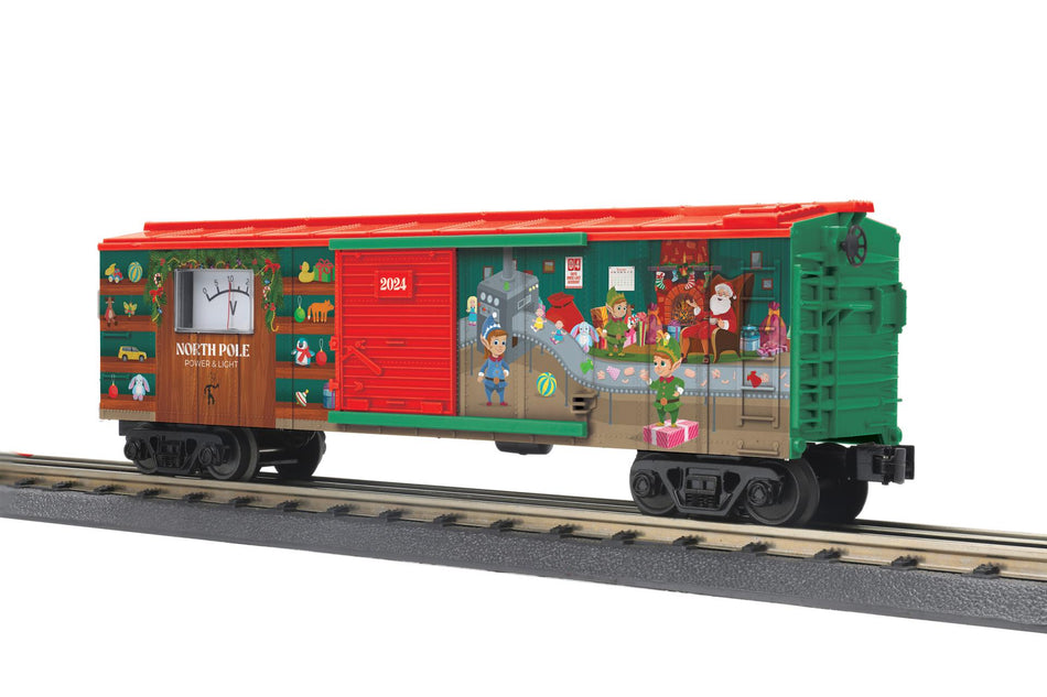 NORTH POLE POWER AND LIGHT O GAUGE RAILKING BOX CAR WITH POWER METER