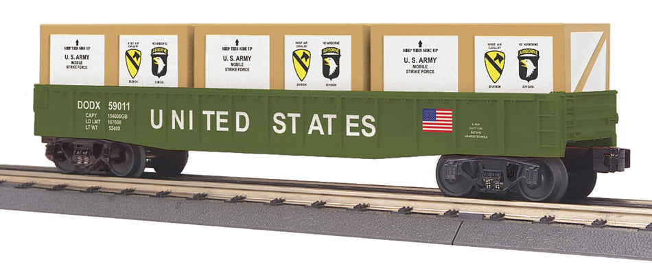 U.S. ARMY O GAUGE RAILKING GONDOLA CAR WITH CRATES