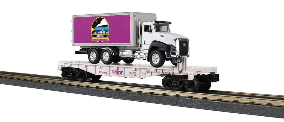 MTH RAILKING FLAT CAR W/PREMIER LOGO BOX TRUCK