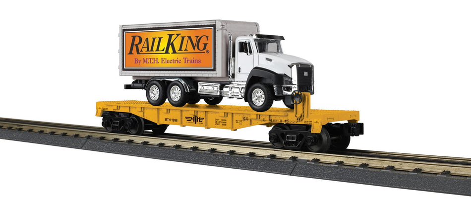 MTH RAILKING FLAT CAR W/RAILKING LOGO BOX TRUCK