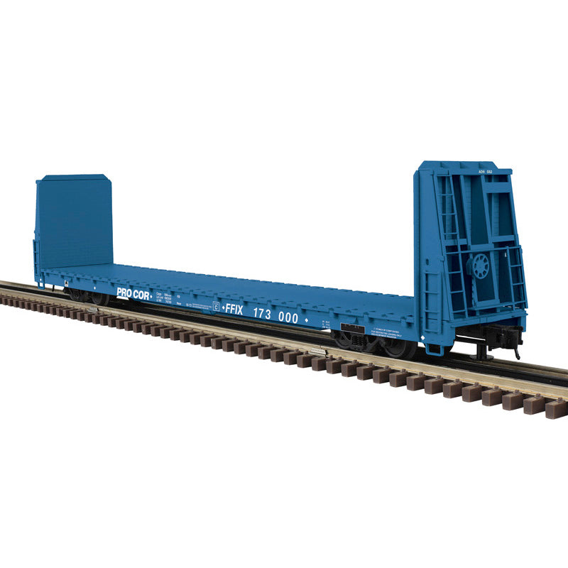 O TRAINMAN 62' BULKHEAD FLAT CAR PROCOR (FFIX) 173000, 173007 (DARK BLUE) - 3RL