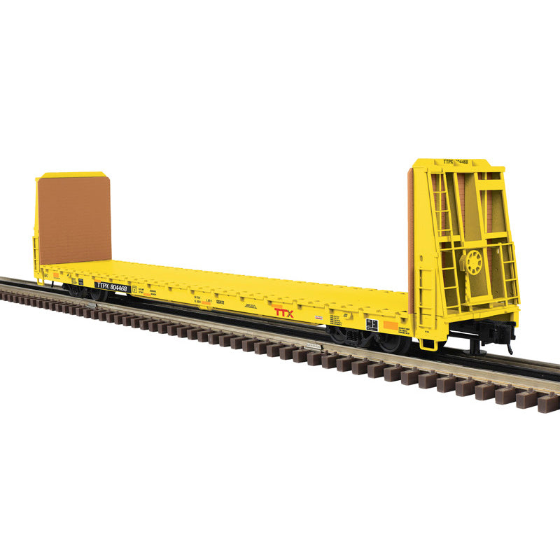 O TRAINMAN 62' BULKHEAD FLAT CAR TTX FORWARD THINKING (TTPX) 804468, 806394 (YELLOW) - 3RL
