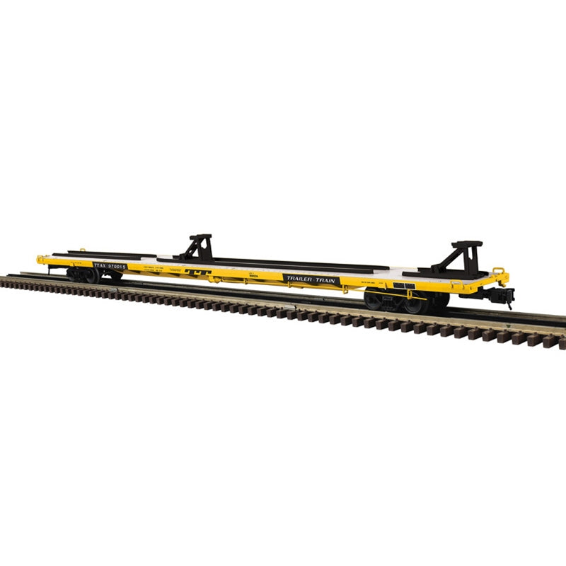O INTERMODEL 89'4" FLAT CAR TRAILER TRAIN (TTAX) 970015, 970028, 970035, 970043 (BROWN) - 3RL