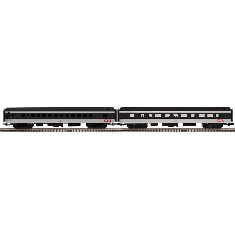 O PREMIER 70' STREAMLINE PASSENGER CANADIAN NATIONAL 2 CAR SET [COACH #5421, DINER #1346] (BLACK/WHITE/RED) - 3RL