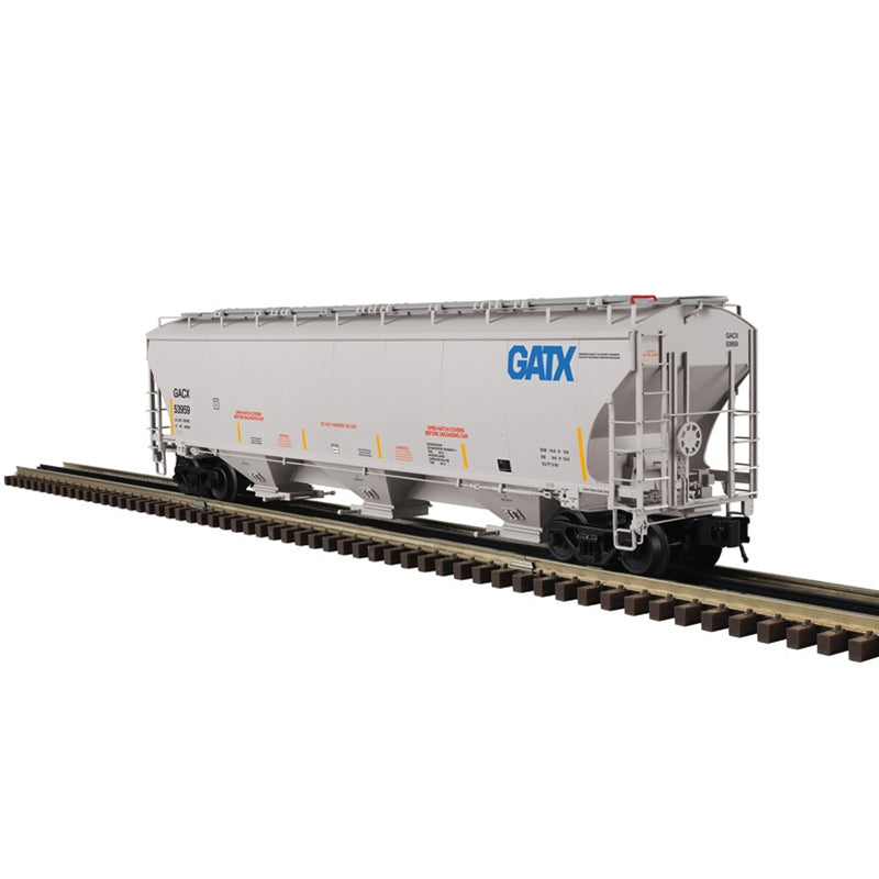 O TRINITY 5161 COVERED HOPPER GACX (GATX BLUE LOGO) 53959, 53975, 53983, 54013 (GRAY/BLUE) - 3RL