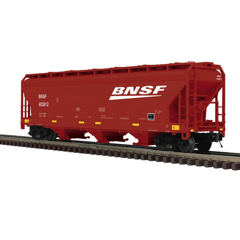 ATLAS O 3-BAY CENTERFLOW COVERED HOPPER BNSF "SWOOSH" 403612, 403650  3-RAIL