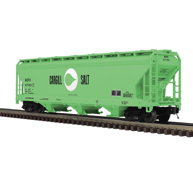 ATLAS O 3-BAY CENTERFLOW COVERED HOPPER CARGILL SALT 47793, 47829  3-RAIL