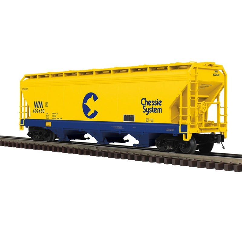 ATLAS O 3-BAY CENTERFLOW COVERED HOPPER CHESSIE SYSTEM* (WM) 602430, 602436  3-RAIL