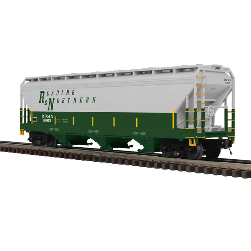ATLAS O 3-BAY CENTERFLOW COVERED HOPPER READING & NORTHERN 9963, 9966  3-RAIL