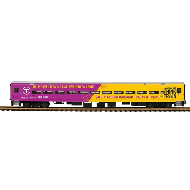 ATLAS O COMET II COACH MBTA/SEE TRACKS THINK TRAIN WRAP 649  2-RAIL