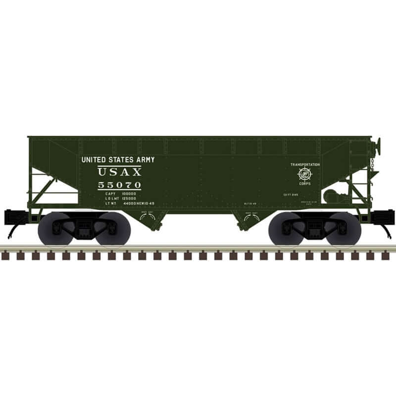 ATLAS PREMIER 2-BAY OFFSET HOPPER US ARMY CAR NUMBERS: 55070, 55072, 55075, 55076 (3 RAIL)