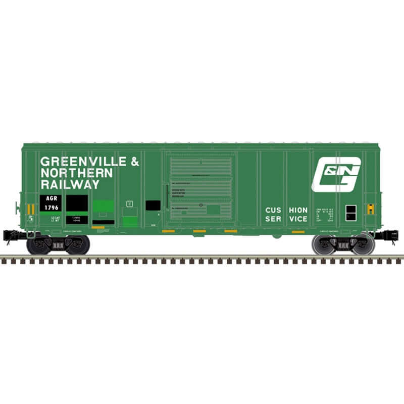 ATLAS PREMIER PS-5344 BOX CAR GREENVILLE & NORTHERN (GRN) CAR NUMBERS: 8050, 8069, 8075, 8089 (2 RAIL)