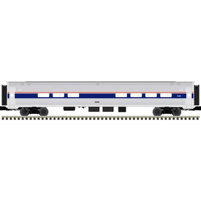 ATLAS PREMIER AMFLEET PASSENGER CAR 4 PACK AMTRAK PHASE VI INCLUDES: CAR NUMBERS: COACH 82703, 82738, 81534; CAFE 43371 (2 RAIL)