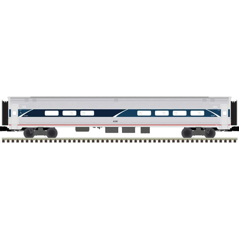 ATLAS PREMIER AMFLEET PASSENGER CAR 4 PACK AMTRAK PHASE VII INCLUDES: CAR NUMBERS: COACH 82609, 82767, 81545; CAFE 43381 (3 RAIL)