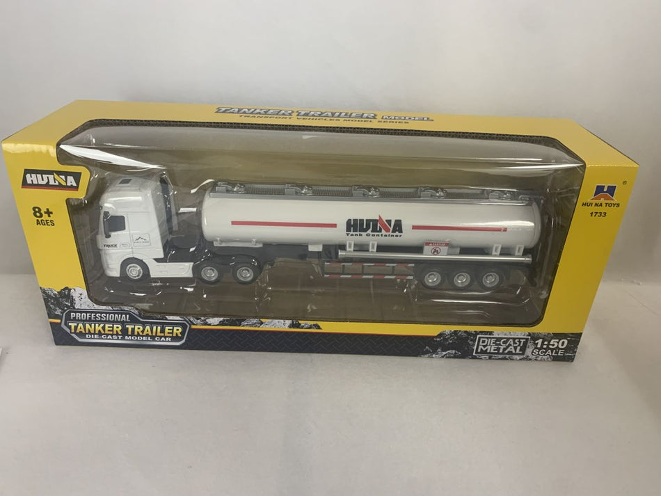 DIE CAST ALLOY TANKER TRUCK-WHITE 1/50